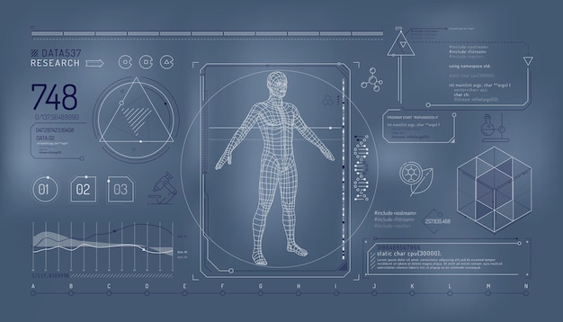 Plik wektorowy zestaw elementów infografiki o badaniu ludzkiego genomu