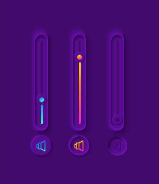 Zestaw Elementów Interfejsu Użytkownika Suwaków Głośności