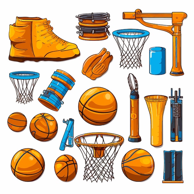 Plik wektorowy zestaw elementów koszykówki