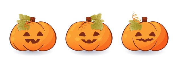 Zestaw Elementów Na Białym Tle Halloween. śliczne Dynie Halloween Na Tło Lub Kartę Halloween