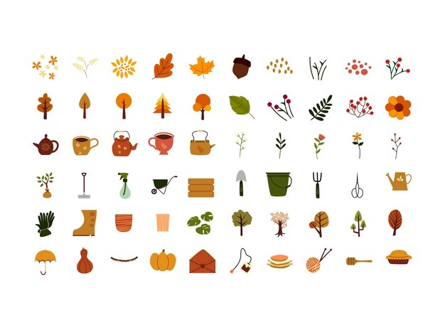 Plik wektorowy zestaw elementów na sezon jesienny