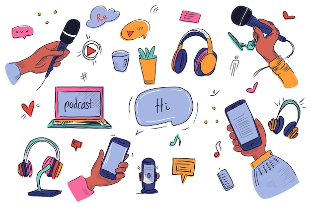 Zestaw elementów podcastów
