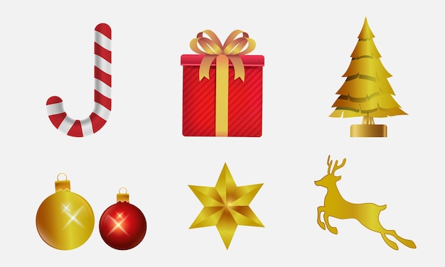 Plik wektorowy zestaw elementów projektu dekoracji świątecznych i noworocznych do kart okolicznościowych