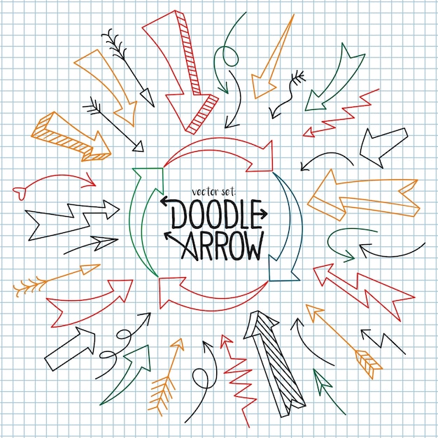 Plik wektorowy zestaw elementów projektu doodle strzałka