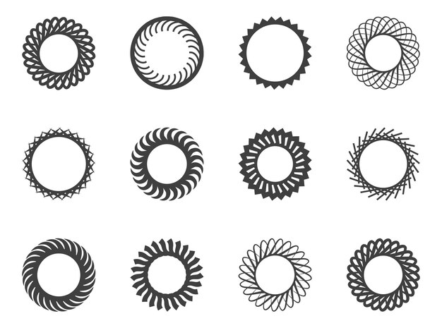 Zestaw elementów projektu spiralnego i wirowego ruchu skręcającego koła
