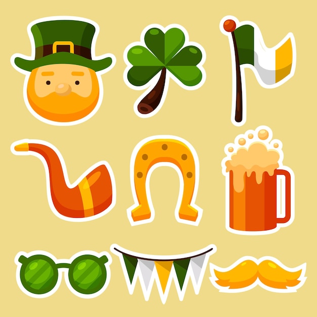 Zestaw elementów projektu wektor St Patrick's Day Ilustracja wektorowa
