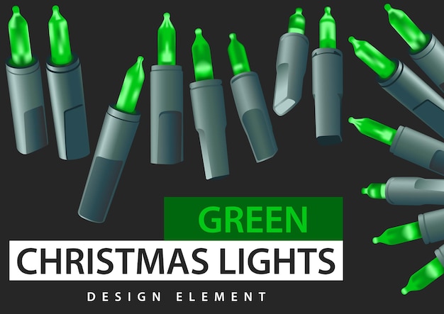 Plik wektorowy zestaw elementów projektu zielonych świątecznych świateł led w różnych pozycjach dla projektantów graficznych