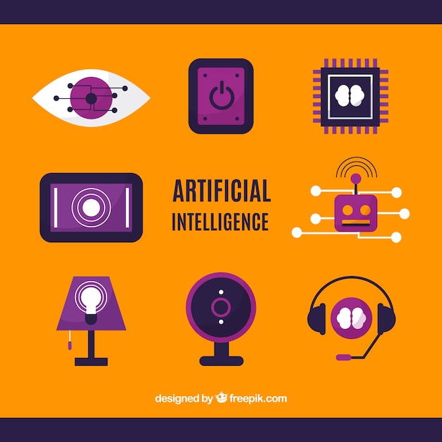 Zestaw Elementów Sztucznej Inteligencji W Płaskiej Konstrukcji