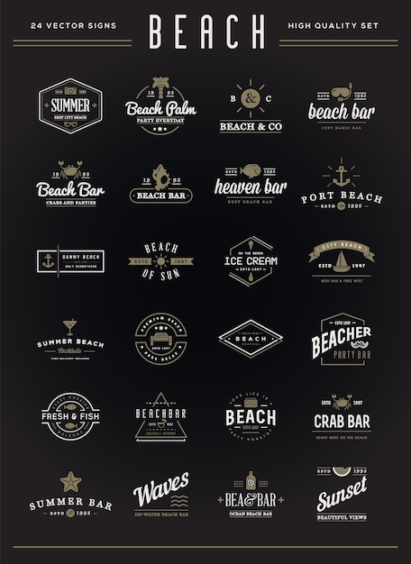 Zestaw Elementów Vector Beach Sea Bar I Summer Może Być Używany Jako Logo Lub Ikona W Jakości Premium
