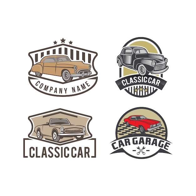 Plik wektorowy zestaw emblematów classic car