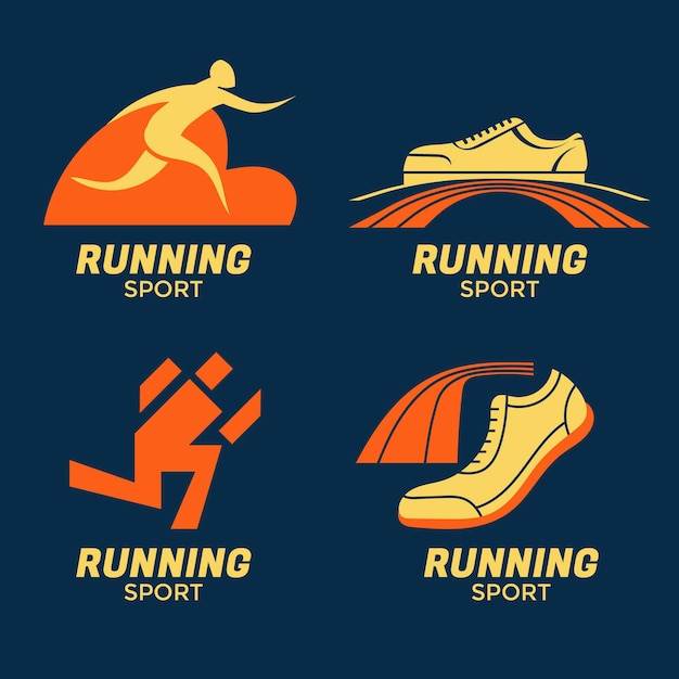 Zestaw emblemu biegającego dla klubu sportowego lub turnieju