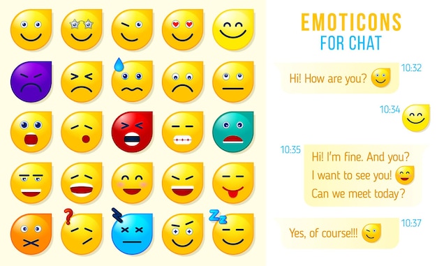 Zestaw Emotikonów Emoji Na Czacie