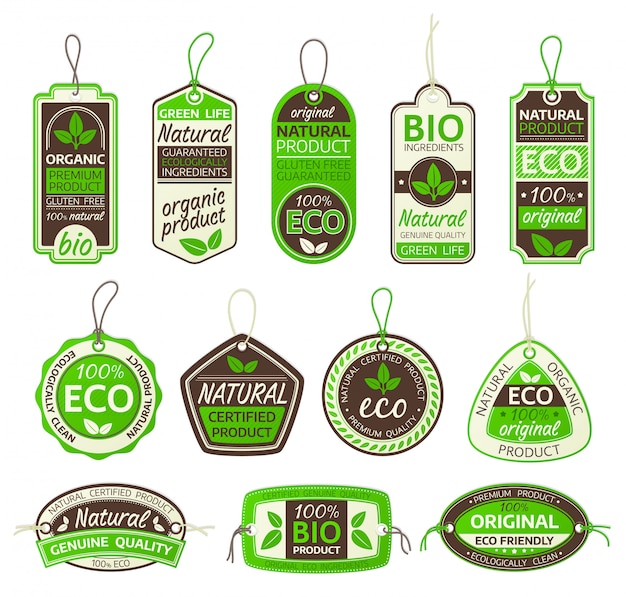 Plik wektorowy zestaw etykiet produktów ekologicznych