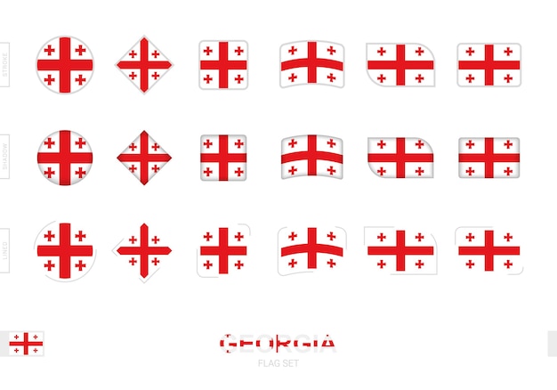 Zestaw Flag Gruzji, Proste Flagi Gruzji Z Trzema Różnymi Efektami.