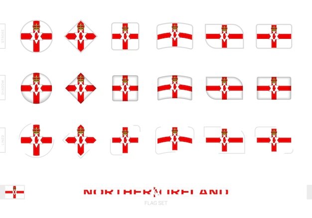 Zestaw Flag Irlandii Północnej, Proste Flagi Irlandii Północnej Z Trzema Różnymi Efektami.