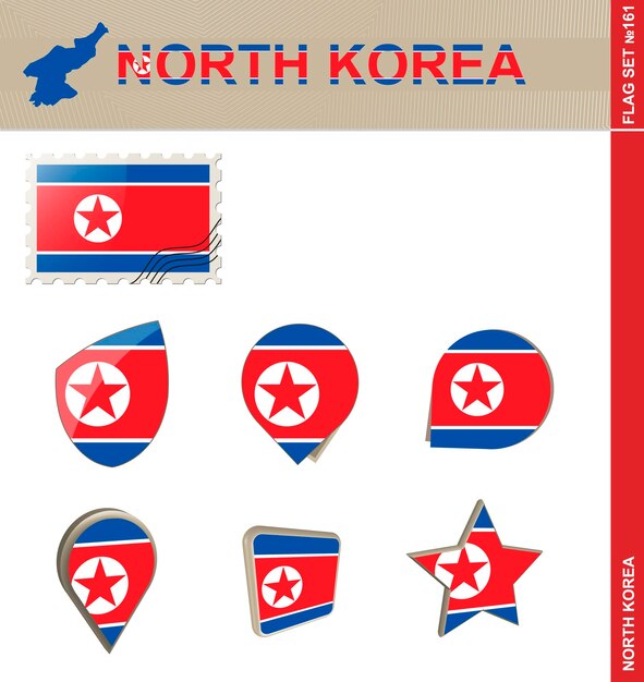 Zestaw flag Korei Północnej Zestaw flag 161 wektor