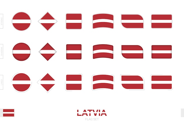 Zestaw Flag łotwy, Proste Flagi łotwy Z Trzema Różnymi Efektami.