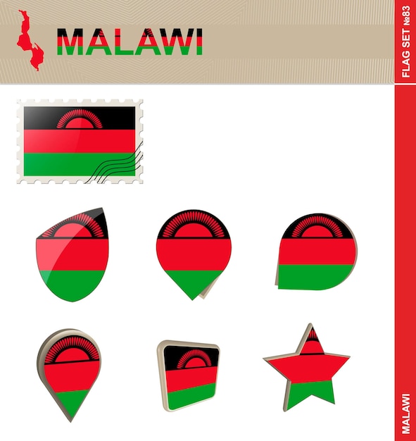 Plik wektorowy zestaw flag malawi zestaw flag 83 wektor