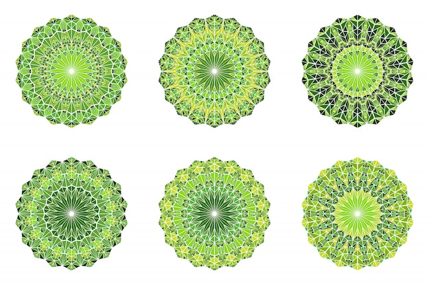 Zestaw Geometryczny Mandali Mozaiki Streszczenie Kwiecisty Kolorowy Trójkąt