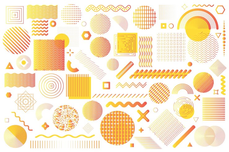 Zestaw geometrycznych kształtów wektorowych