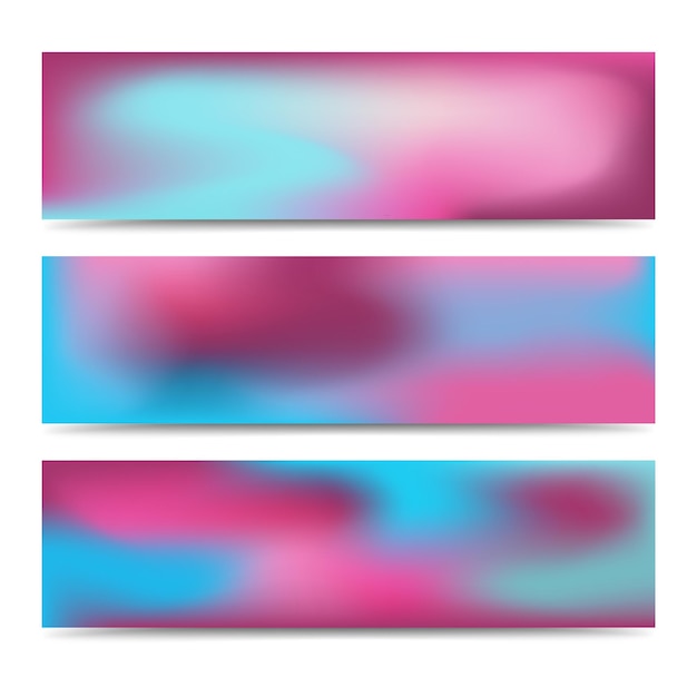 Plik wektorowy zestaw gładkich streszczenie niewyraźne kolorowe banery gradientowe. streszczenie creative wielokolorowe tło. ilustracja wektorowa