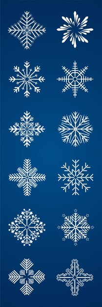 Plik wektorowy zestaw grupy snowflake na izolowanej kolekcji elementów ilustracji niebieskiego tła