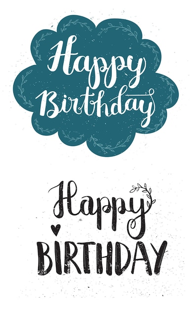 Zestaw Happy Birthday ręcznie rysowane kaligrafia Pen Brush Vector Design