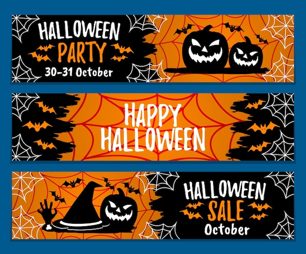 Plik wektorowy zestaw happy halloween party banner, obchody października