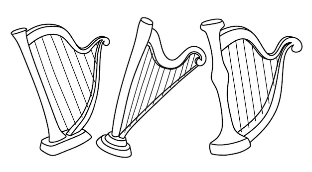 Zestaw Harfy Doodle Klasyczny Instrument Muzyczny Smyczkowy