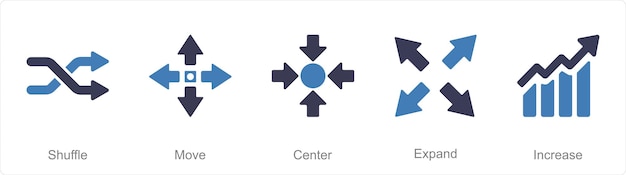 Zestaw Ikon 5 Strzałek Jako środek Ruchu Shuffle