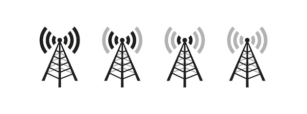 Zestaw ikon anteny nadajnika Wektor anteny sygnału