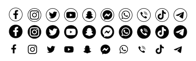 Zestaw Ikon Aplikacji Społecznościowych Snapchat Instagram Whatsapp Tiktok Youtube Vector Zaporoże Ukraina 15 Grudnia 2021 R