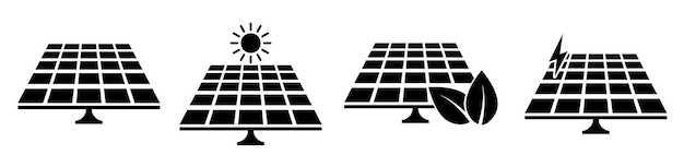 Plik wektorowy zestaw ikon baterii słonecznej