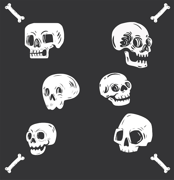 Plik wektorowy zestaw ikon czaszki idealny do wydruków i naklejek