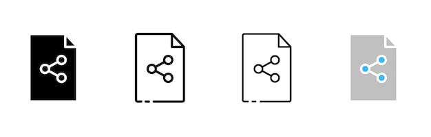 Zestaw ikon do udostępniania plików Silhouette liniowe i płaskie ikony wektorowe
