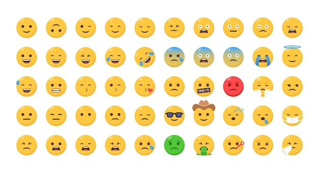 Plik wektorowy zestaw ikon ekspresji emoji w płaskiej konstrukcji