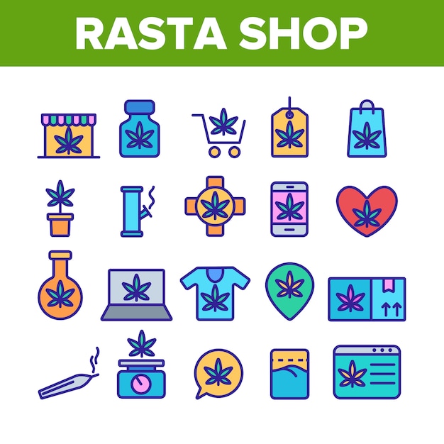 Zestaw Ikon Elementów Rasta Shop