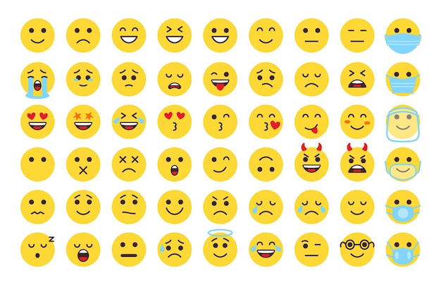 Zestaw ikon emoji twarzy