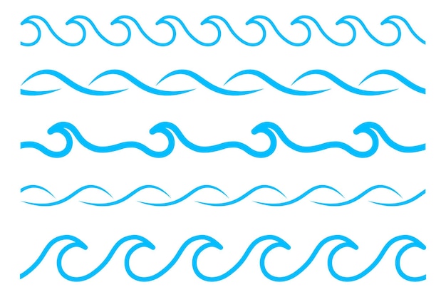 Zestaw ikon fali Kolekcja linii symbol wody ilustracji wektorowych