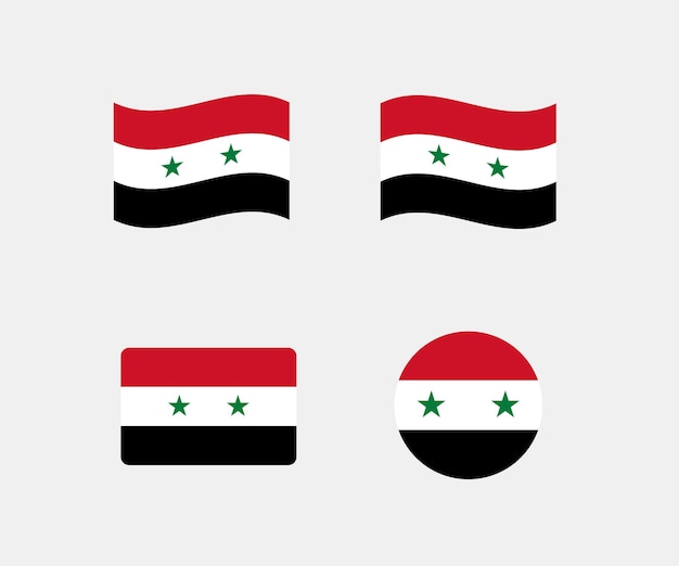 Zestaw Ikon Flag Syrii. Zestaw Ilustracji Wektorowych Macha Flagą Syrii.