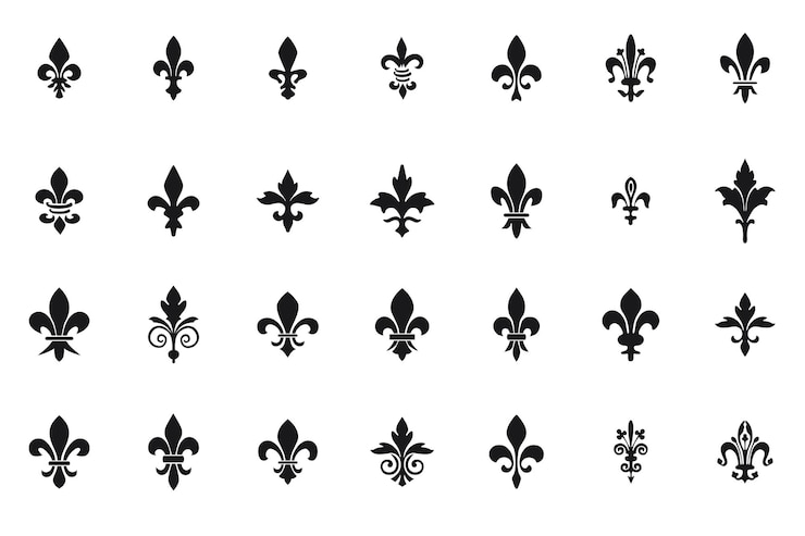 Wektor zestaw ikon fleur de lys symbol heraldyczny