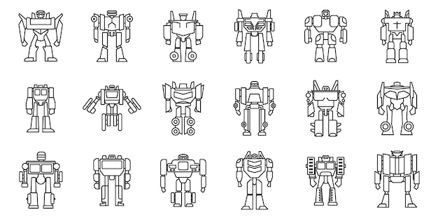 Zestaw Ikon Futurystyczny Transformator Robota