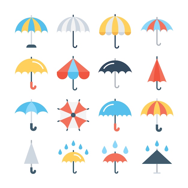 Zestaw ikon glifów parasol