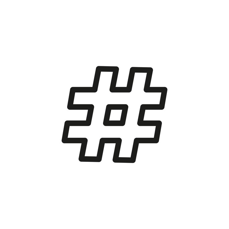 Wektor zestaw ikon hashtagów hashtag wektorowy logo symbol w czarnym wypełnionym i zarysowanym stylu tweet tag znak trendu
