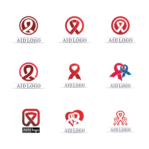 Zestaw Ikon Hiv Aids Wektor Projektu Logo