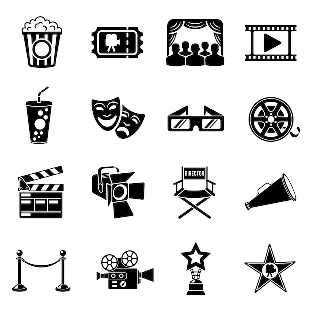 Plik wektorowy zestaw ikon kina i filmu