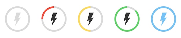 Plik wektorowy zestaw ikon ładowania baterii ikony wskaźnika ładowania baterii naładuj symbol akumulatora