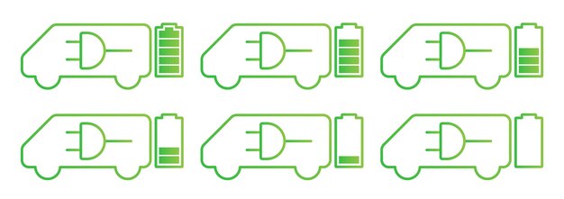 Zestaw Ikon ładowania Samochodu Elektrycznego Różne Poziomy Naładowania Samochodu Nadaje Się Do Aplikacji Lub Prezentacji