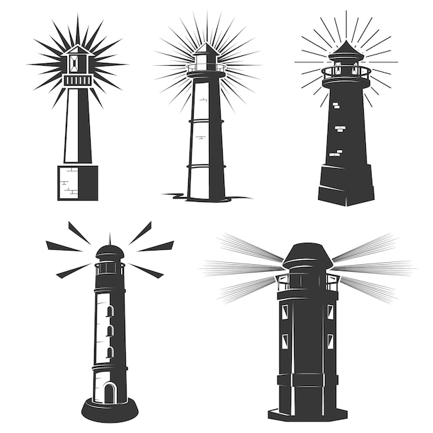 Plik wektorowy zestaw ikon latarnie morskie