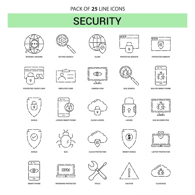 Zestaw Ikon Linii Bezpieczeństwa - 25 Przerywanych Stylów Konturu